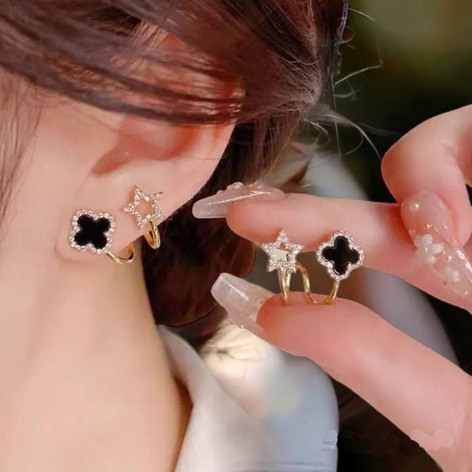 Lucky Korean Fashion Vibrato live four leaf Clover Earrings
