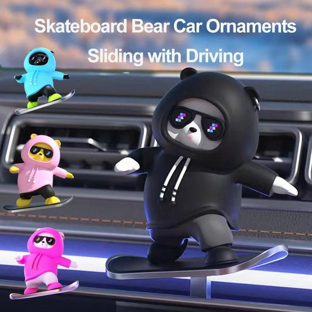 Cartoon Bear Skateboard Doll,Cute Skateboard Bear Decoration for Car